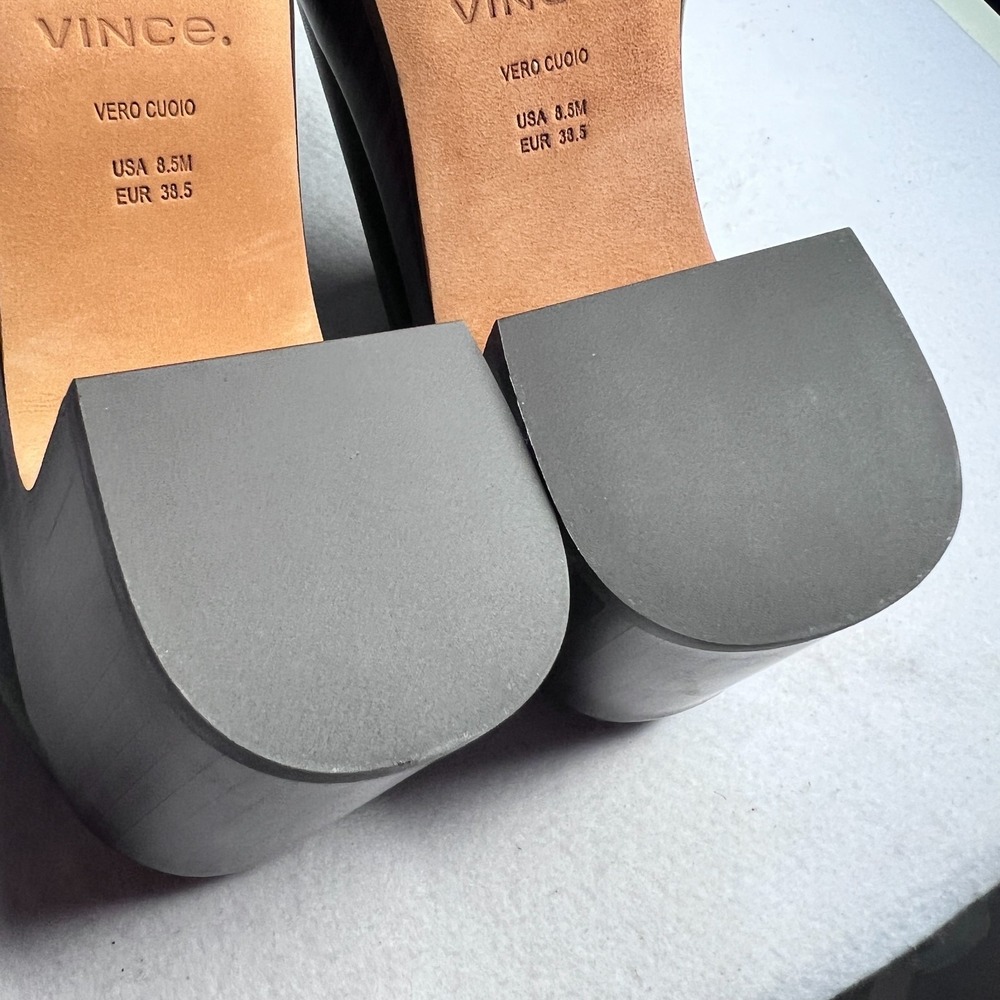 Vince Navina Women's Black Leather Platform Clog Heels Size 8.5‎ - Picture 16 of 16